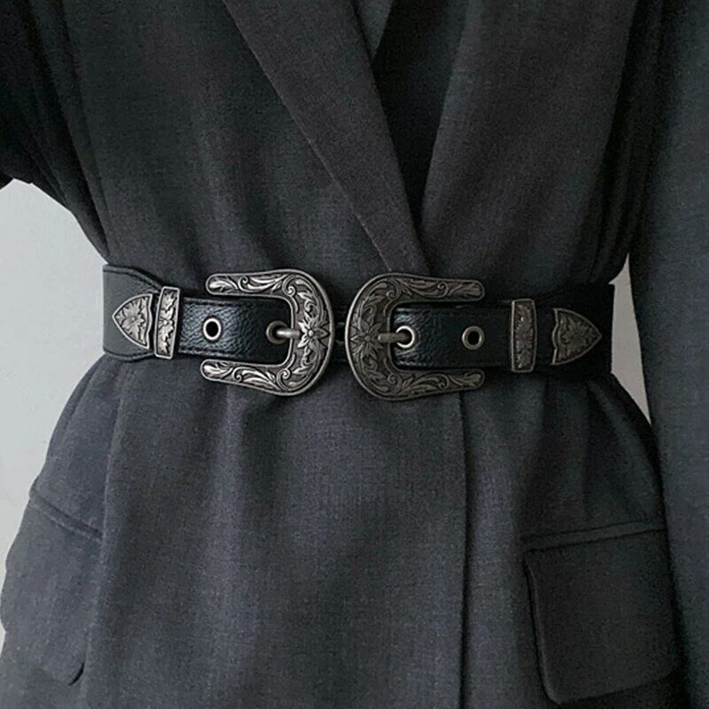 Cinturón de corsé elástico para mujer, faja elástica de alta calidad, tela con hebilla Vintage