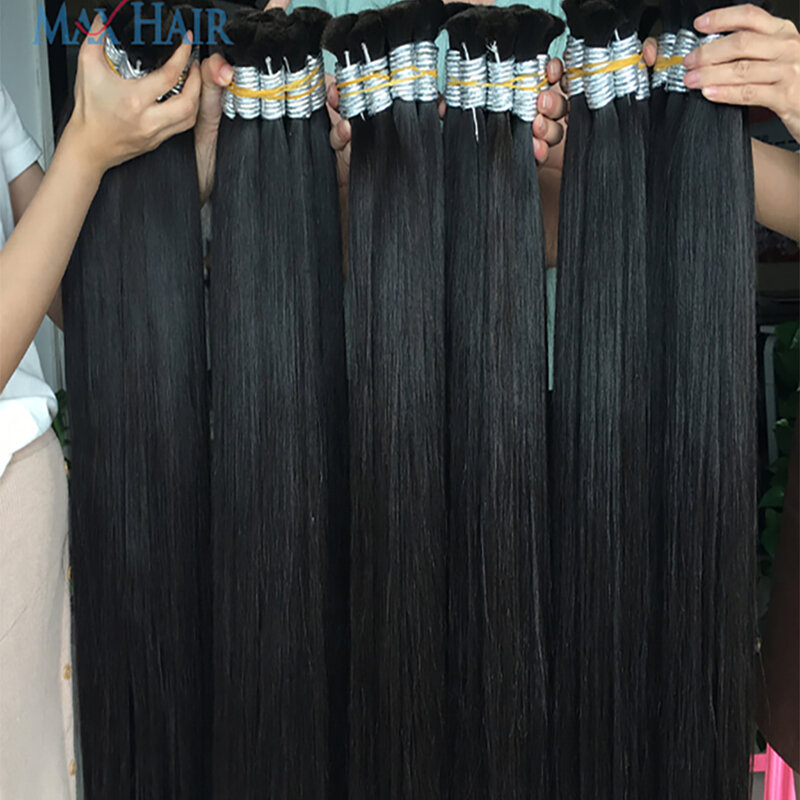 Menschliches Haar Bulk vietnam esisches Haar kein Schuss Jungfrau Remy glattes Haar Bulk 100g 100% echte natürliche schwarze Haar verlängerung hellbraun