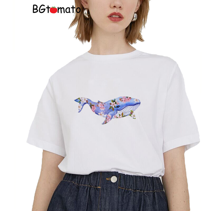 Новая креативная Дизайнерская футболка с рисунком Кита, персонализированная модная популярная женская рубашка, хорошее качество, удобная футболка A037