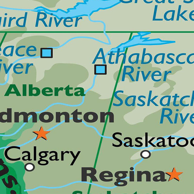 캐나다 지형 맵 프레임 없는 벽 아트 포스터, 부직포 캔버스 그림 장식, 학교 교육 용품, 150x100cm