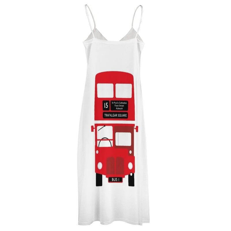 Gaun malam wanita tanpa lengan Bus merah London gaun malam cantik dan elegan musim panas
