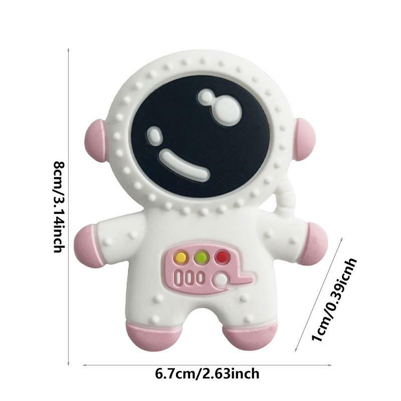 Silicone astronauta mordedor para crianças, bonito dentição suprimentos, comestível, produto elástico exclusivo, mordedor engraçado