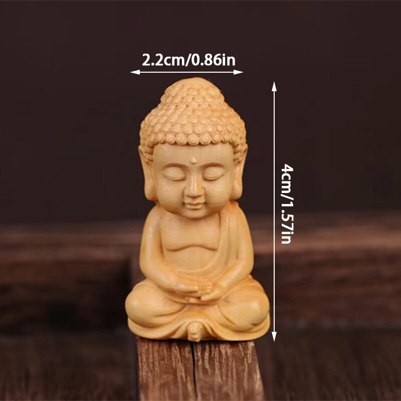 Miniature Woodcarving Home Interior Accessories Buddha Chinese Style Miniature Statue Model Buddhist Belief Crafts