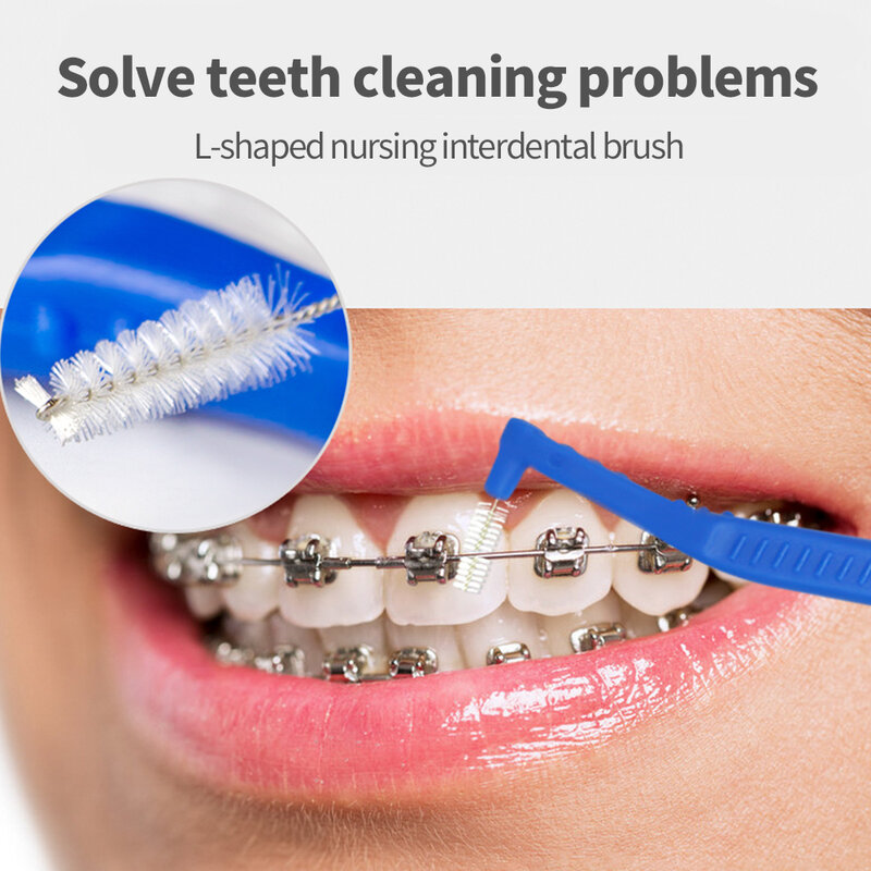 Escova interdental com tampa de poeira, cerdas macias, reutilizável, lavável, cintas dentárias, limpeza entre os dentes, protetor dental, 20 unidades