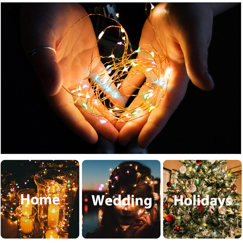 أضواء سلسلة LED USB لتزيين عيد الميلاد ، ضوء مقاوم للماء ، اكليل ، إكليل ، حفل زفاف ، سلك