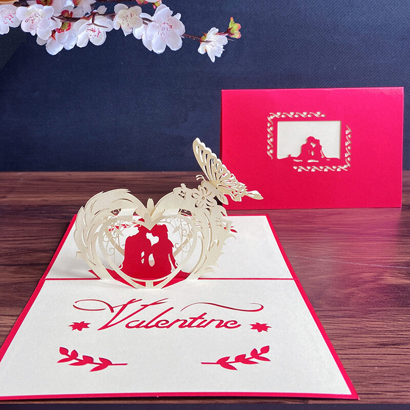 Glückliche Liebhaber 3d Pop-up-Gruß karte mit Umschlag Valentinstag Geburtstag Jubiläums einladung Gruß karte Paare Postkarte
