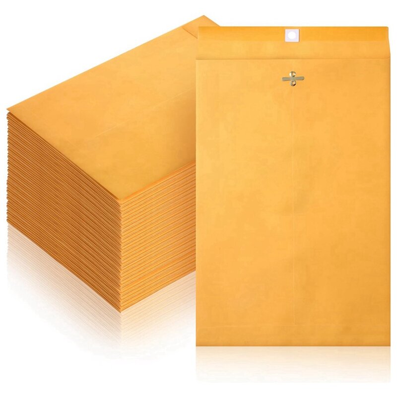 Конверты с застежкой 6X9 дюймов с резиновым уплотнением, маленькие конверты для почтовых отправлений с застежкой, изготовленные из крафт-бумаги 28 фунтов, крупные партии 120, прочные