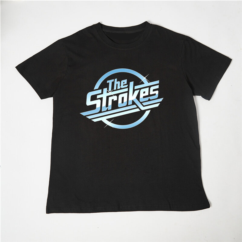 Kaus katun pria kaus atasan musim panas The Strokes kaus pria Band Rock Indie ukuran besar kaus hitam pria pengiriman drop