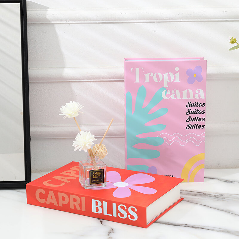 Buku dekorasi warna-warni untuk liburan kamar, buku palsu dekorasi meja kopi dekorasi tambahan rumah