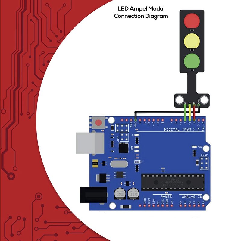 Criativo LED Módulo de semáforo, DIY Mini semáforo, Compatível com Arduino, 5x, 3.3-5V