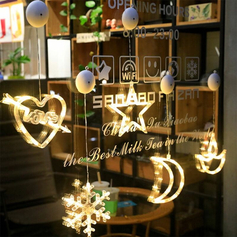 Luces LED creativas de Navidad, guirnalda de Luna y estrella de alta calidad, guirnalda de hadas, adorno de árbol de Navidad, lámpara de ventana