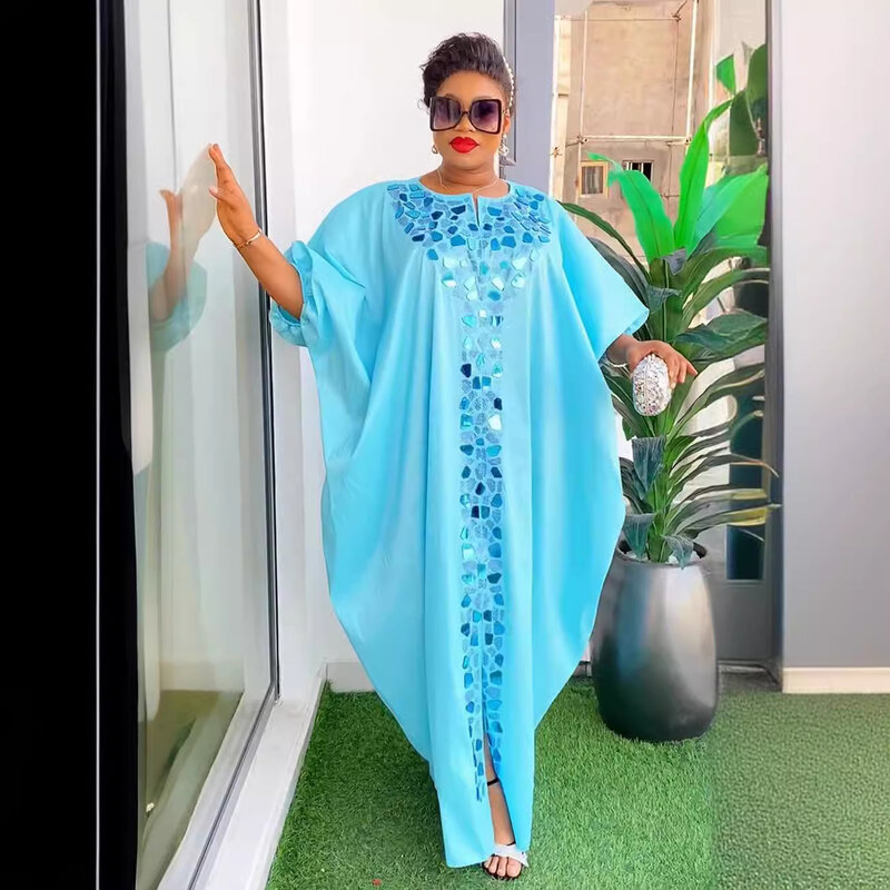 Dubai African Muslim Fashion Dress caftano Marocain abiti da sera in raso Boubou Robe Djellaba Femme 2024