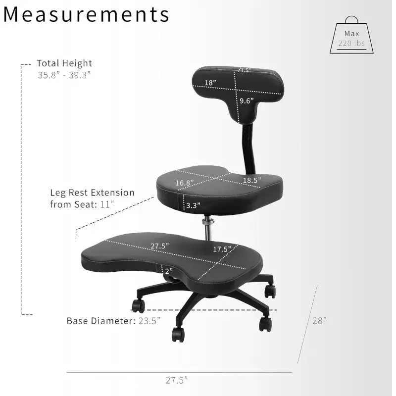 VIVO Ergonomic Cross Legged Chair with Wheels, Home and Office, Versatile Kneeling Chair, Height Adjustable, Yoga Desk Chair, Bl