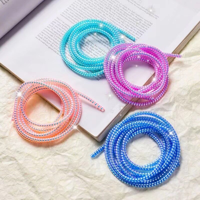 1.4m Data Line Cable Winder Protection Cable Spring Rope twine For iPhone Android USB Universal Spring Cable Winder Data Line