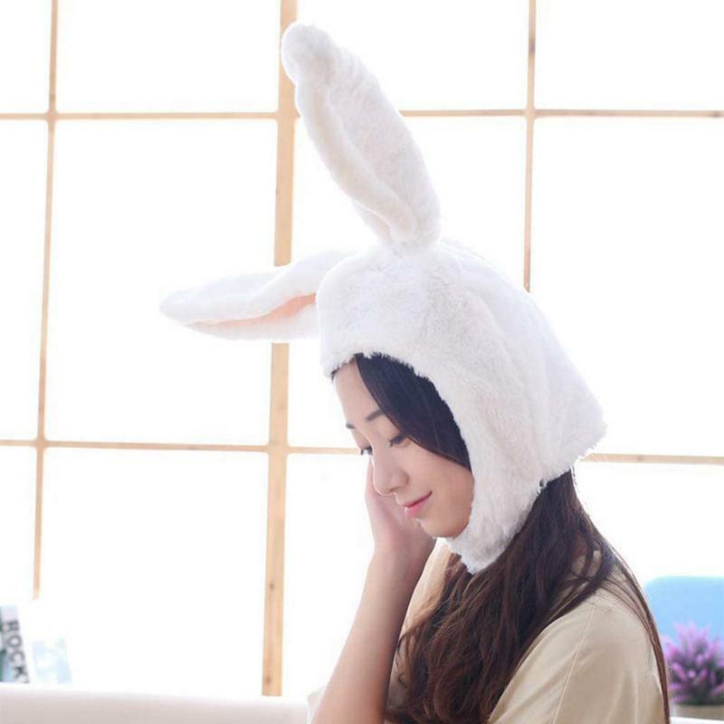 Women Men Funny Plush Bunny Ears Hood Hat Cute Rabbit Eastern Cosplay Costume Accessory Headwear Halloween Party Props