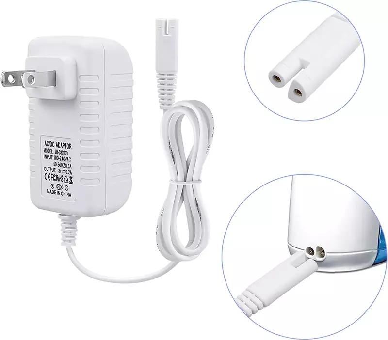EU/US Plug Charger For Waterpik WP360 WP360W WP462 WP462W WP450 WP450W WP450EC WP462EC Power Cord Two Prong Adapter