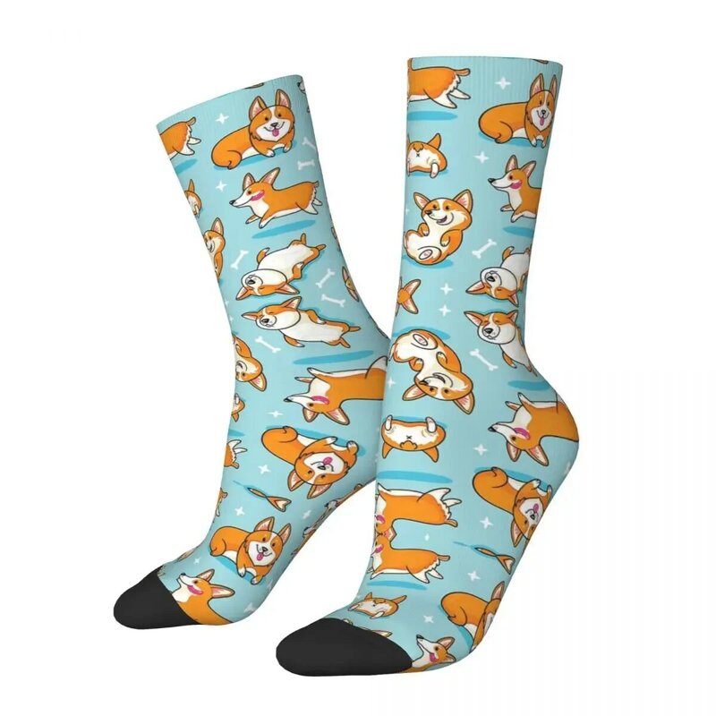 All Seasons Corgi Socks Harajuku Super Soft Crew Socks Funny Stockings for Men Women Gifts
