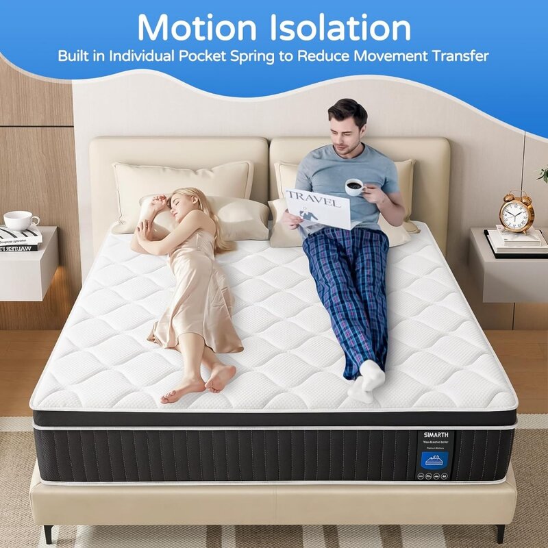 Queen Mattress 12 Inch,Hybrid Mattresses Memory Foam Made of Individually Pocketed Springs for Support and Pressure Relief