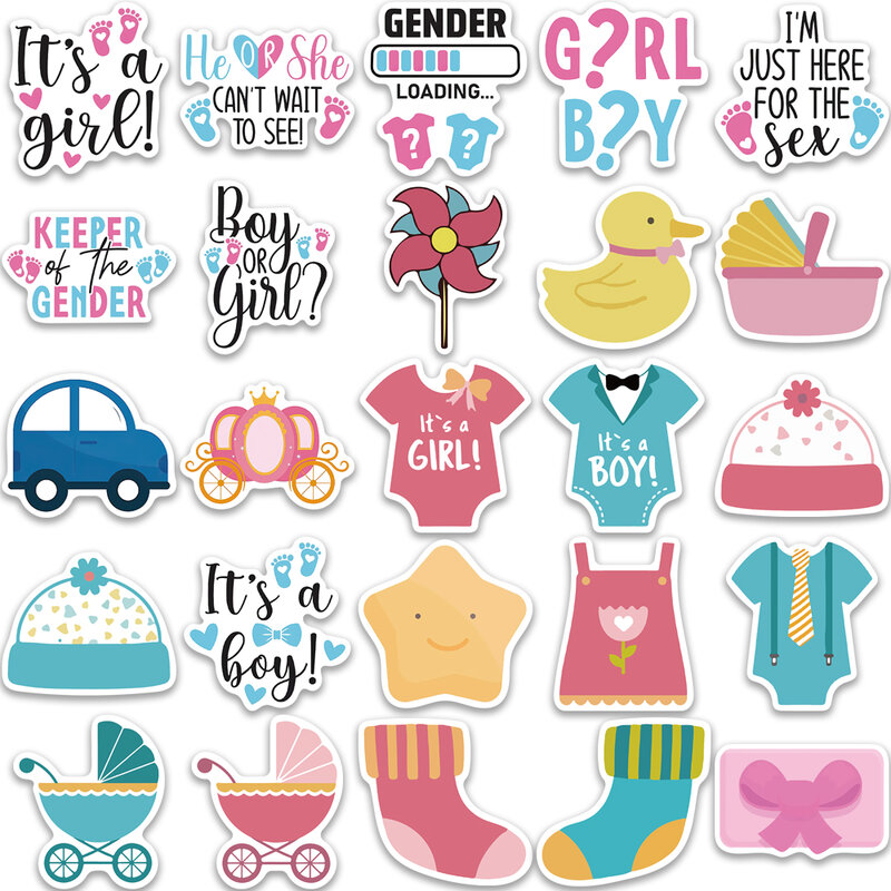 10/52PCS Baby sex revealed Stickers Vintage For DIY Notebook Guitar Scrapbooking Motorcycle Laptop Luggage Graffiti Decals
