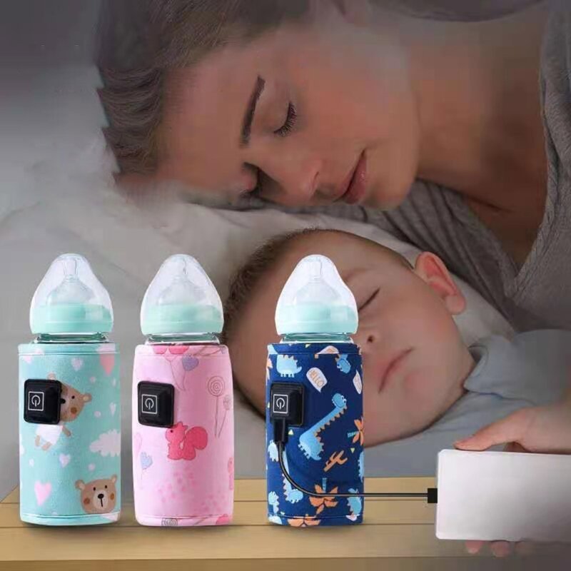 Botol susu bayi, penghangat botol pemanas bayi USB portabel, tutup panas, termostat untuk perjalanan