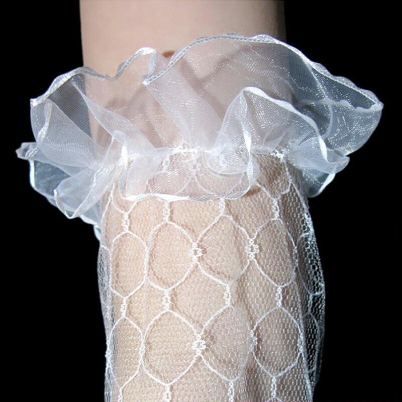 للمرأة دانتيل شبكة قفازات الزفاف بدون أصابع طول الكوع قفازات طويلة زفاف حفلة أنيقة فستان العروس اكسسوارات بيضاء جميلة
