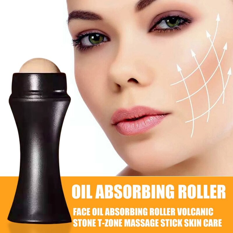 Вулканический ролик для контроля жирности, роликовый камень для матового макияжа, инструмент для ухода за кожей лица, ролик для очистки и поглощения масла на шарике