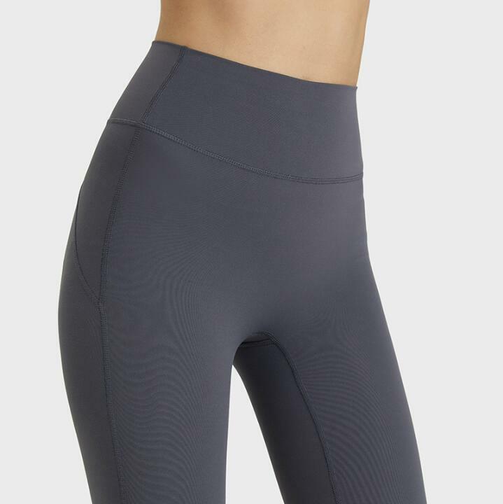 Mallas elásticas de cintura alta para mujer, pantalones de Fitness sin línea en T, sensación desnuda, 2024