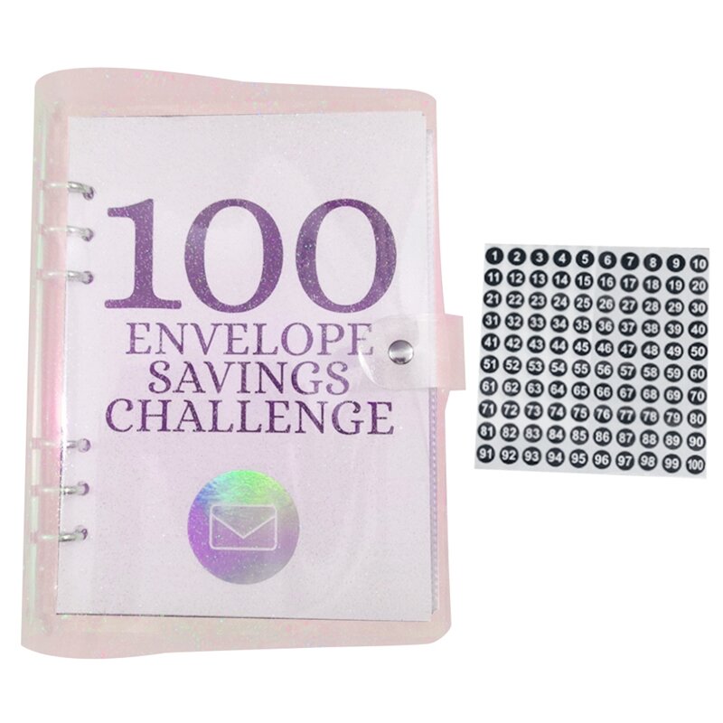 Tantangan 100 hari Binder hemat uang 100 amplop tantangan penghemat uang: Perencana anggaran yang menyenangkan dan mudah mudah digunakan merah muda