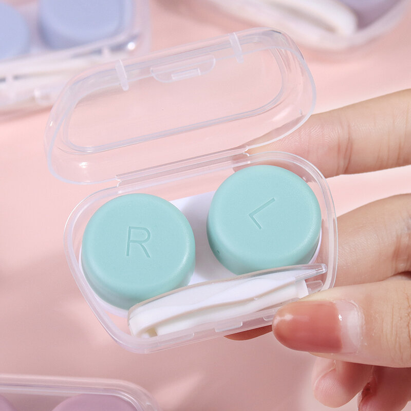 1PC Contact Lens Case Holder Tweezer Lens Container Cute Candy Color Contact Colored Lenses Case Travel Kit Box Gift Accessories