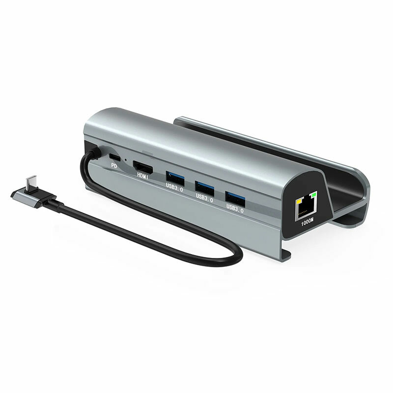 HDMI 호환 C타입 허브 도킹 스테이션, 기가비트 네트워크 포트, USB 3.0, USB C 충전, 4K HD, 60HZ, 6 in 1