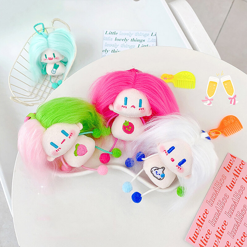 Cartoon Cute Creative Plush Doll Keychain Soft Colorful DIY Crazy Doll Keychain Schoolbag Decoration Best Children Gift