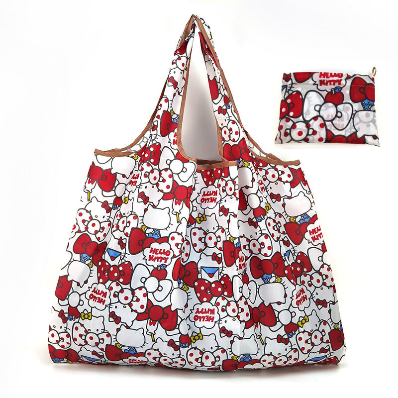 Sanrio Hallo Kitty tragbare faltbare Einkaufstasche wasserdichte Einkaufstasche große wieder verwendbare umwelt freundliche Einkaufstasche