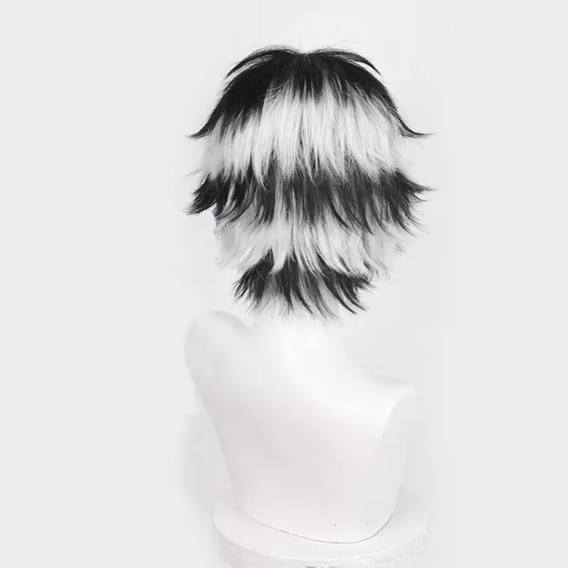 RANYU-شعر مستعار قصير مستقيم اصطناعي ، شعر مستعار أنيمي تأثيري ، أسود وأبيض مختلط ، شعر مستعار للحفلات ، Haikyuu ، Kataro ، Bokuto
