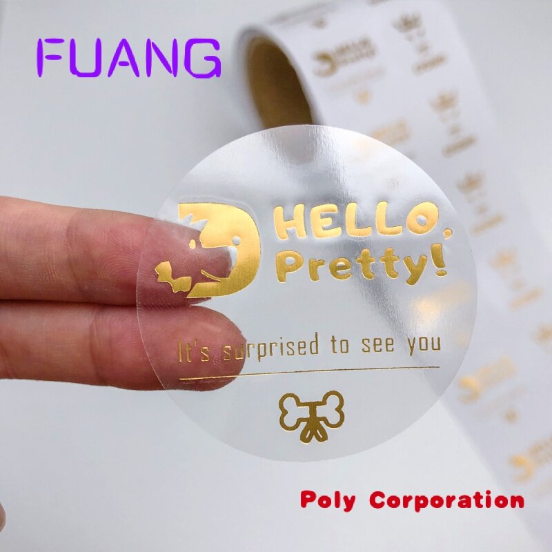Custom  Low MOQ logo Hologram Holographic Transparent Laser Gold Foilng Packaging Label Custom Stickers