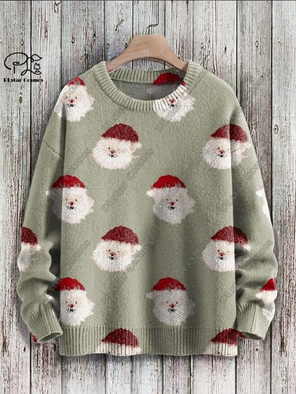 ユニセックスの3Dプリントセーター,クリスマスの木のカルスとelkパターン,快適なセーター,カジュアルストリートセーター,冬,新しいS-1