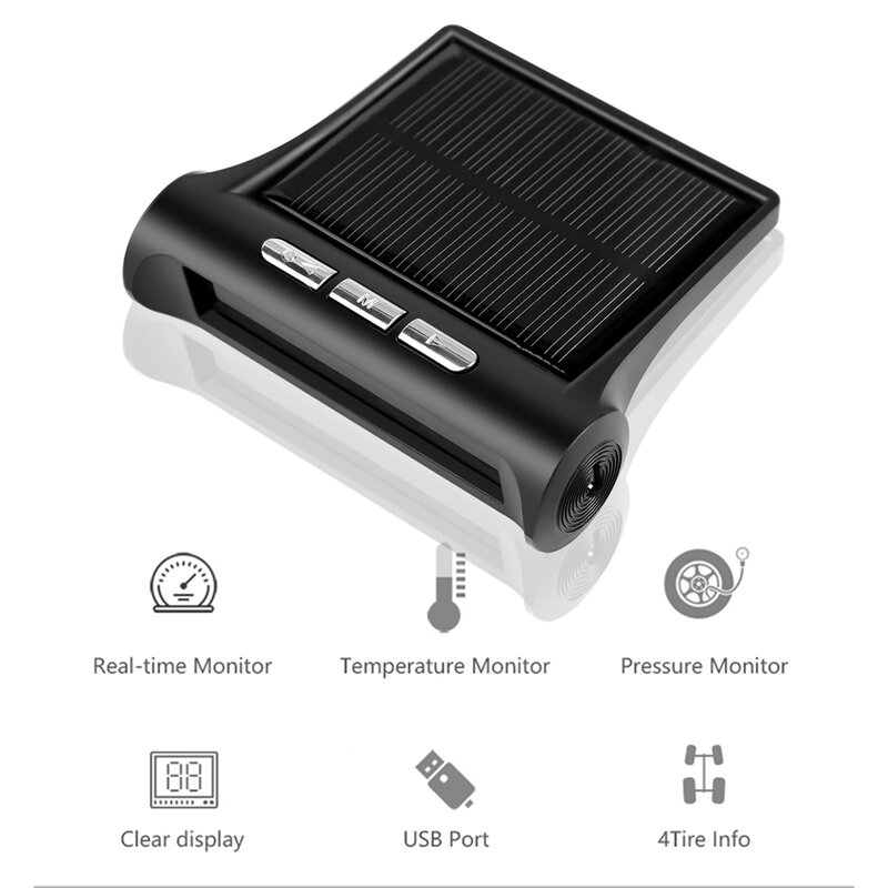 USB oder Solar Lade Auto TPMS Tire Pressure Monitoring System HD Digital LCD Display Auto Alarm werkzeug Drahtlose 4 externe sensor