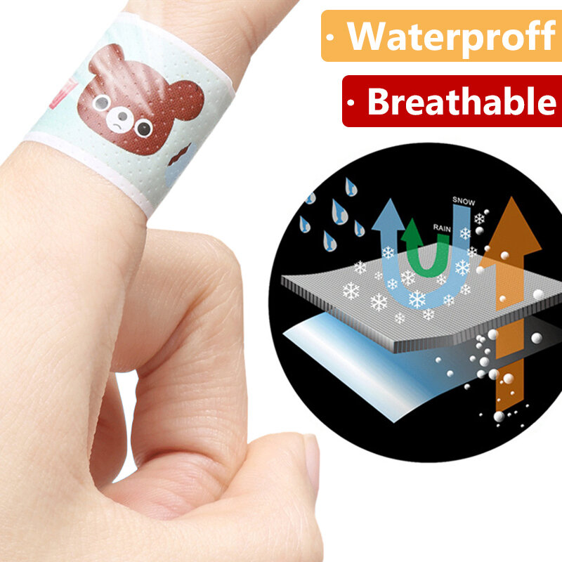 200pcs/lot Cute Cartoon Waterproof Adhesive Bandages Plaster Curved Band Aids Patch Wound Strips Dressing for Children Bandages