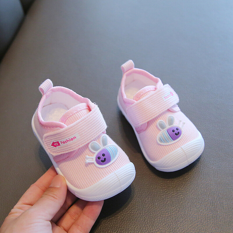Sapatos de berço macio respirável do bebê, infantil, meninos, meninas, crianças, pano, anti-derrapante, First Walkers, Kids 'Sneakers