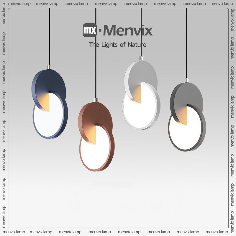 Menvix Modern Ring LED Pendant Lighting, Círculo Geométrico, Ferro Dourado, Decorativo Interior, Pequena Lâmpada Pendurada para Sala de Jantar e Quarto, Novo