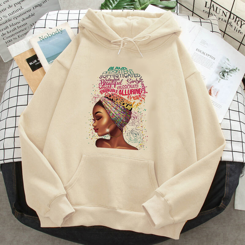 African Print hoodies women long sleeve top vintage Hood female Kawaii sweater