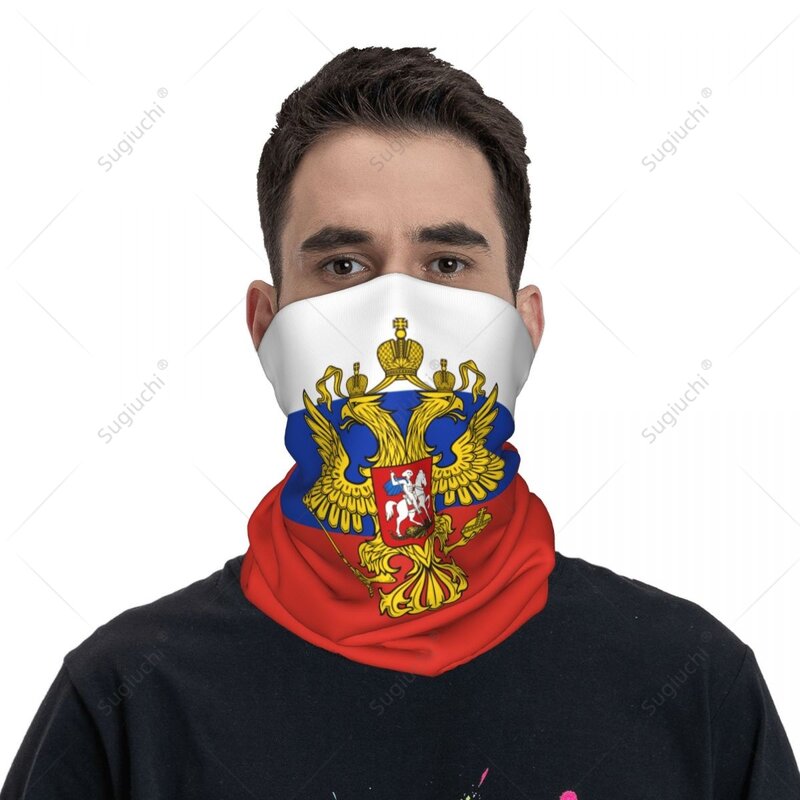 Syal masker wajah leher, syal syal bendera Rusia uniseks, syal leher penghangat leher, Bandana mulus, bersepeda mendaki