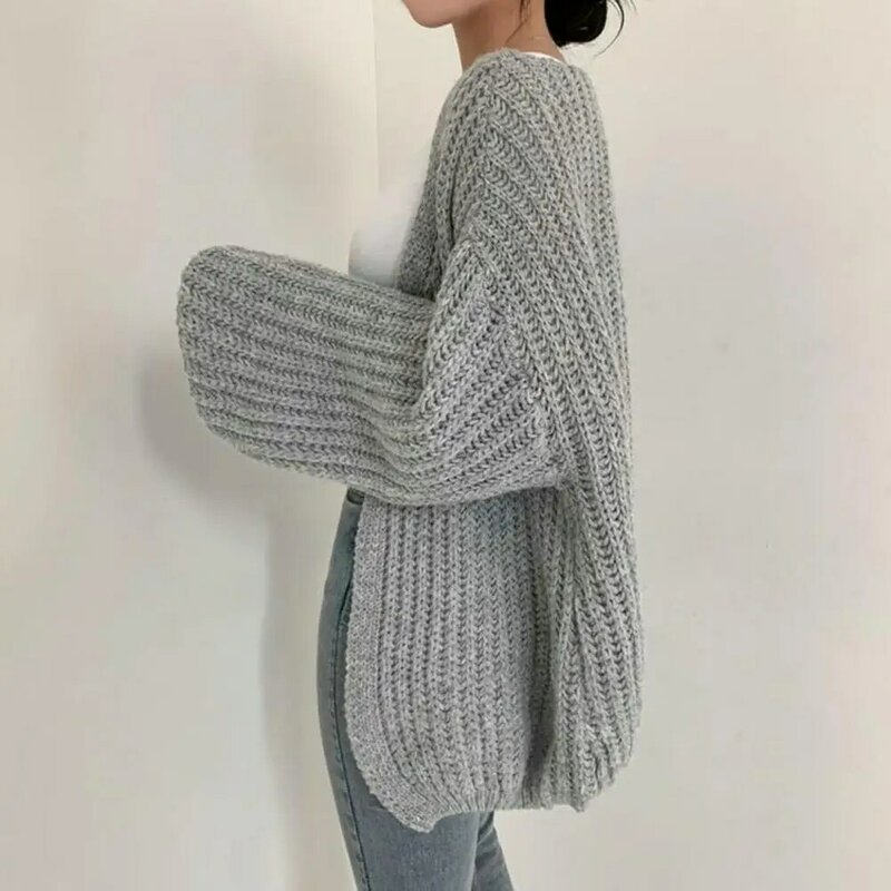 Осенний вязаный свитер для женщин с длинным рукавом «летучая мышь», тонкий свободный Однотонный женский кардиган спереди, уличная одежда, 여을류 류 2023