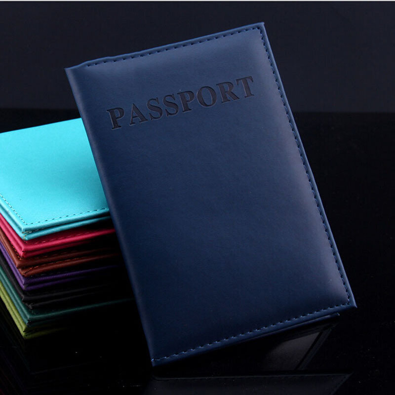 Soporte de pasaporte de cuero Artificial multicolor, modelos de pareja, funda de pasaporte de viaje, tarjetero Unisex