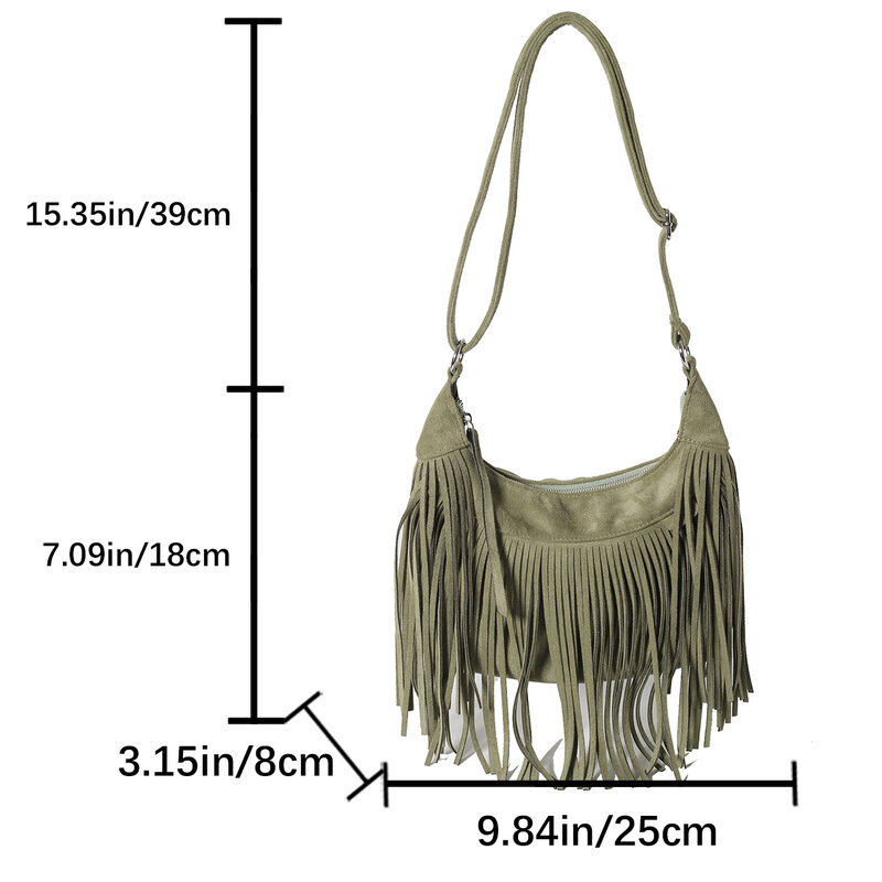 High Quality Women Suede Leather Handbags Vintage Ladies Shoulder Bag Designer Tassel Crossbody Bags Female Small Messenger Bags