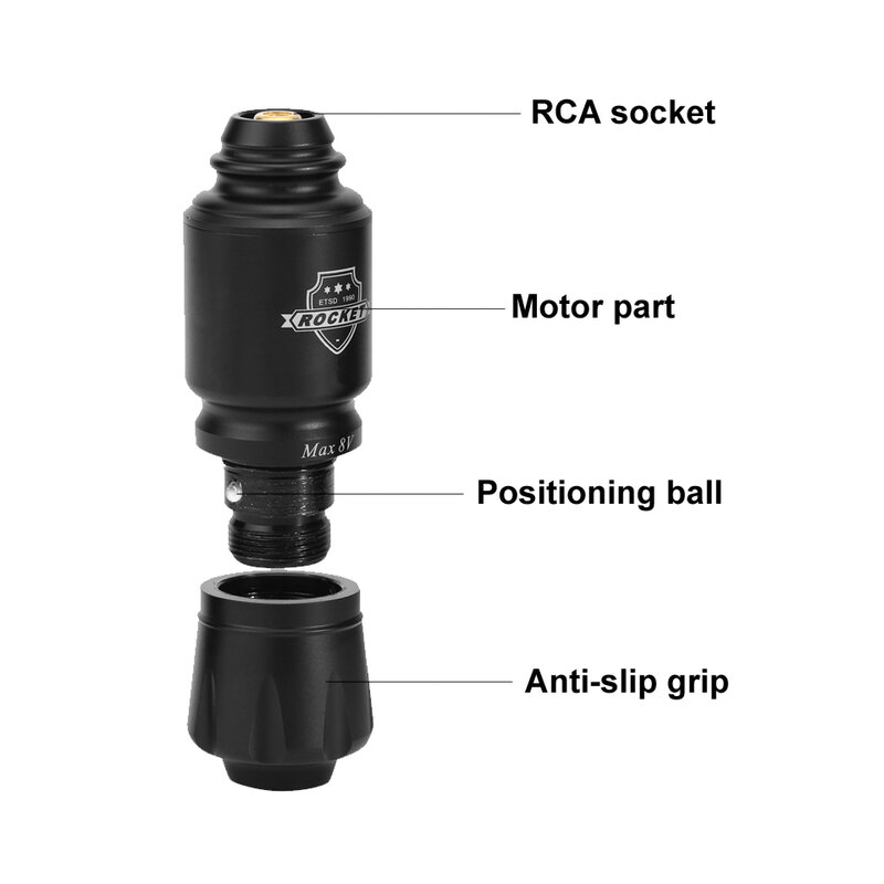Rakete Tattoo Pen Rotary Gun Motor Maschine mit RCA-Buchse wiederauf ladbare Tatu Batterie Strom für dauerhafte Mikron adel Make-up