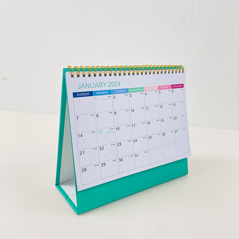 Kalender meja membalik, kalender meja Spiral kalender kantor berdiri bebas kalender Desktop