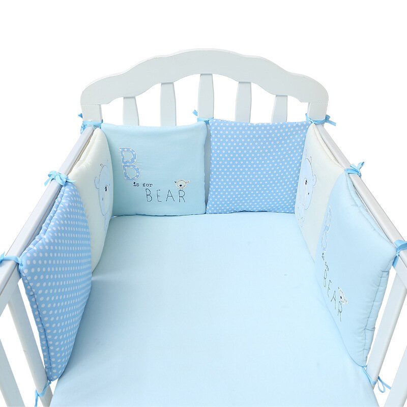 6 Buah/Set Pelindung Tempat Tidur Bayi Bantalan Bumper Tempat Tidur Bayi Bumper Tempat Tidur Aman Anak Di Sekitar Tempat Tidur Katun Campuran Antitabrakan Anti-jatuh