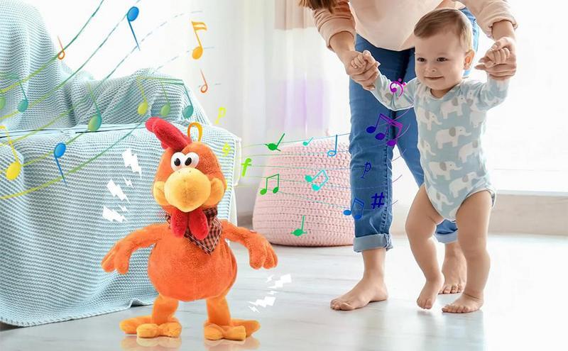 Cute Plush Rooster Falando brinquedo interativo Soft Electronic Stuffed Animal, cantando andando frango brinquedo presente de aniversário para crianças