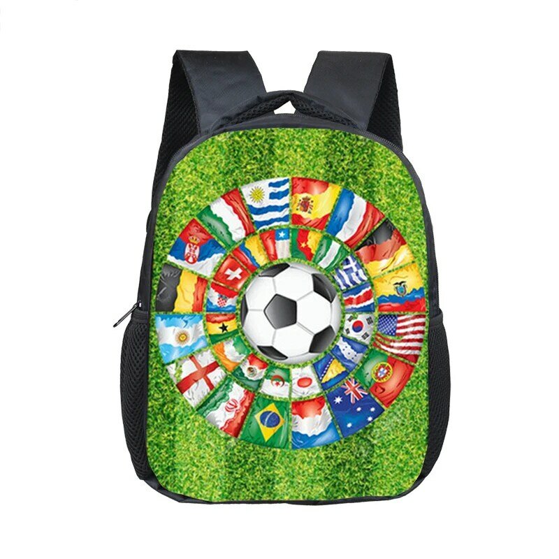 16 Inch Cool Soccerly / Footbally Print Backpack for 3-6 Years Old Kids Children School Bags Small Toddler Bag Kindergarten Bags
