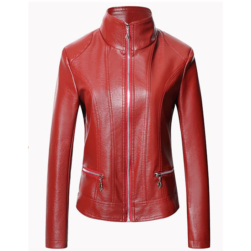 Spring And Autumn New Short Coat Female Middle-aged And Elderly Mothers Leather Winter Western Fashion High-end Leather Jacket.